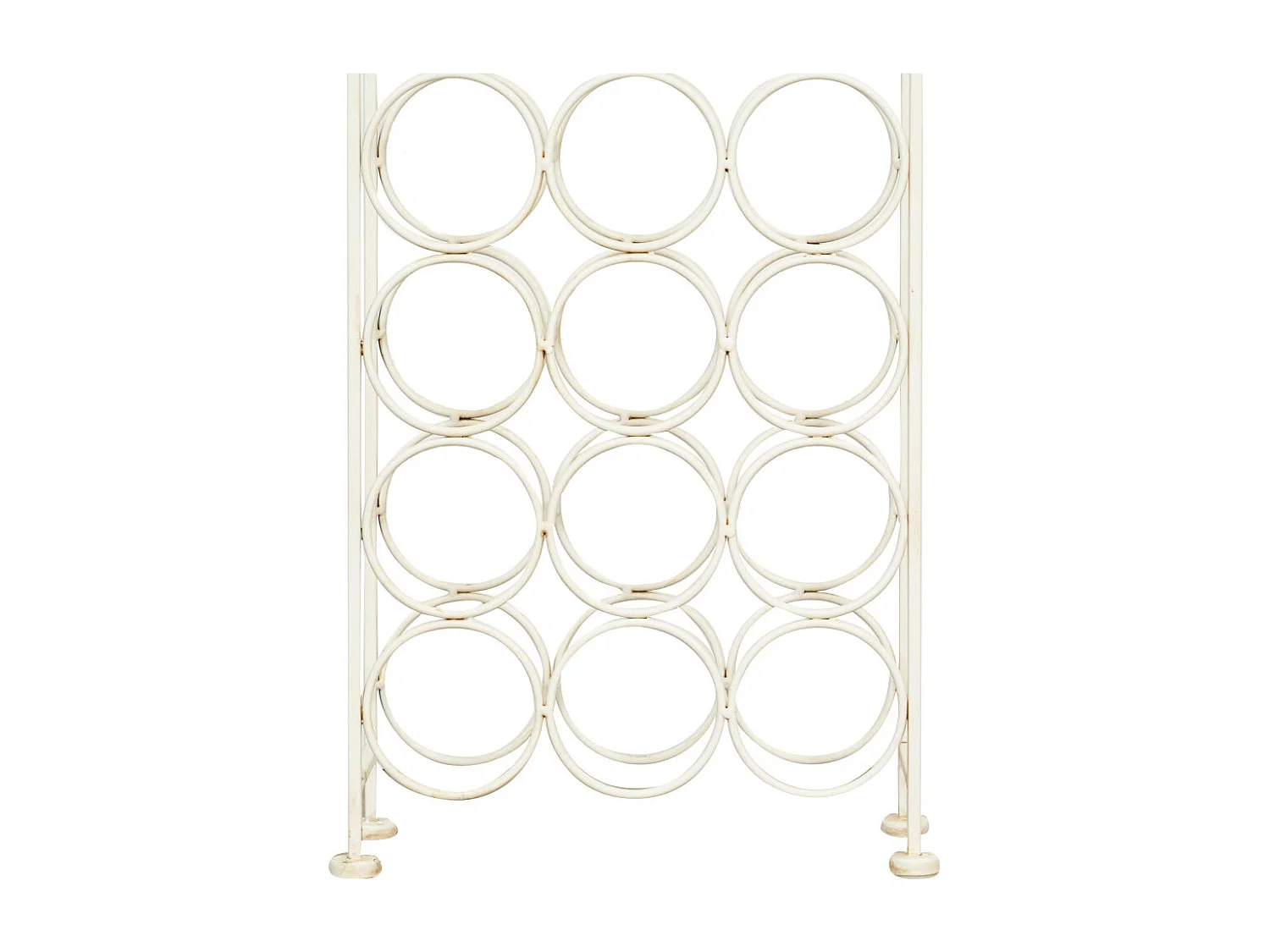 Porte-bouteille Vinique en fer forgé finition blanc antique - 24 bouteilles - 36x16x106 cm