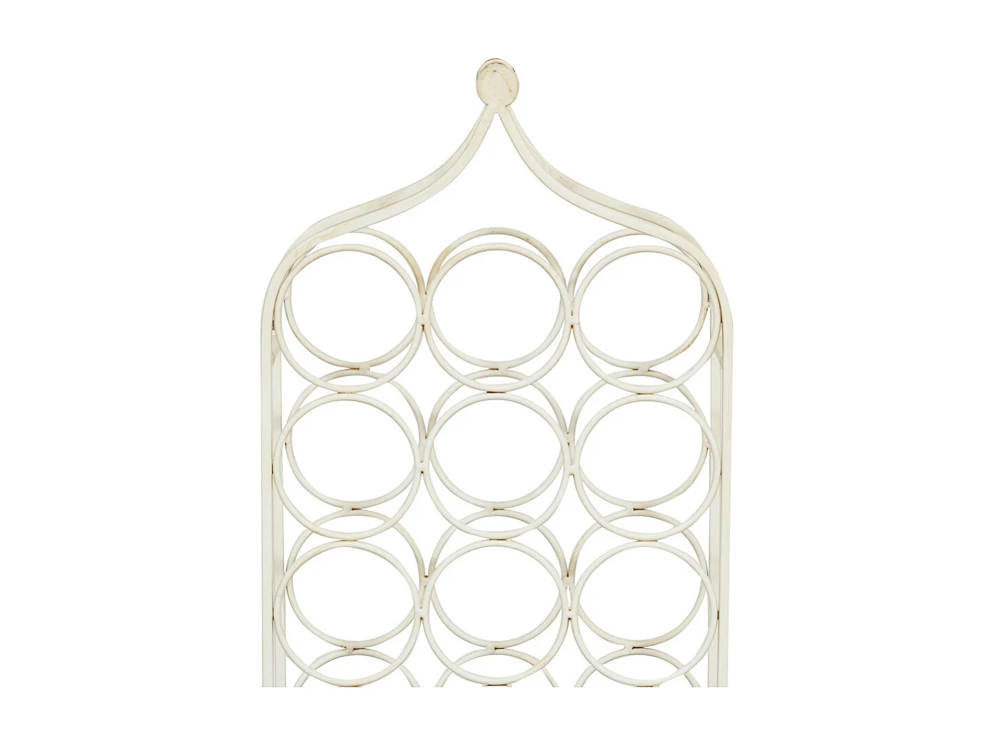 Porte-bouteille Vinique en fer forgé finition blanc antique - 24 bouteilles - 36x16x106 cm