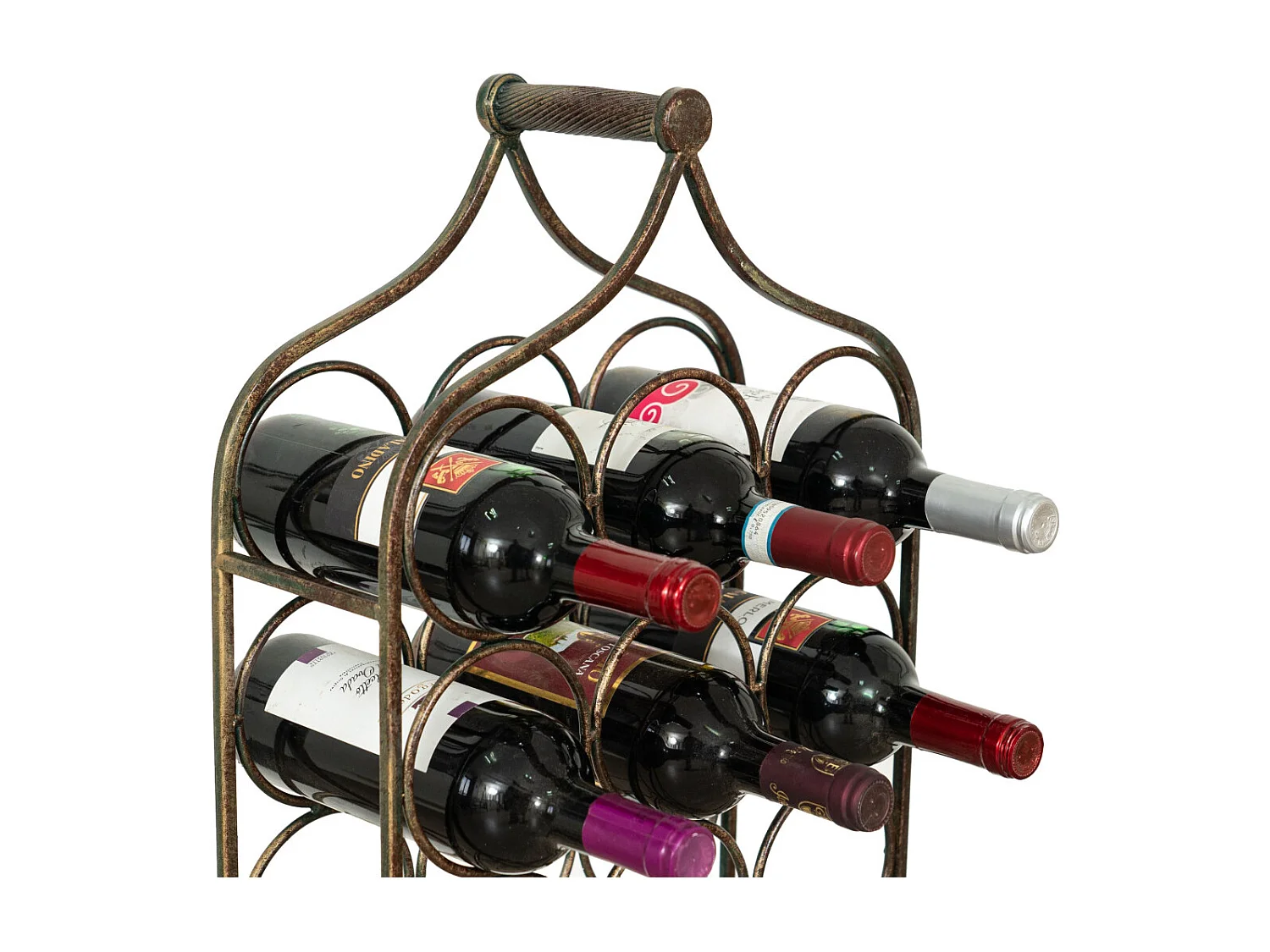 Porte-bouteille Vinique en fer forgé finition noir antique - 24 bouteilles - 36x16x106 cm