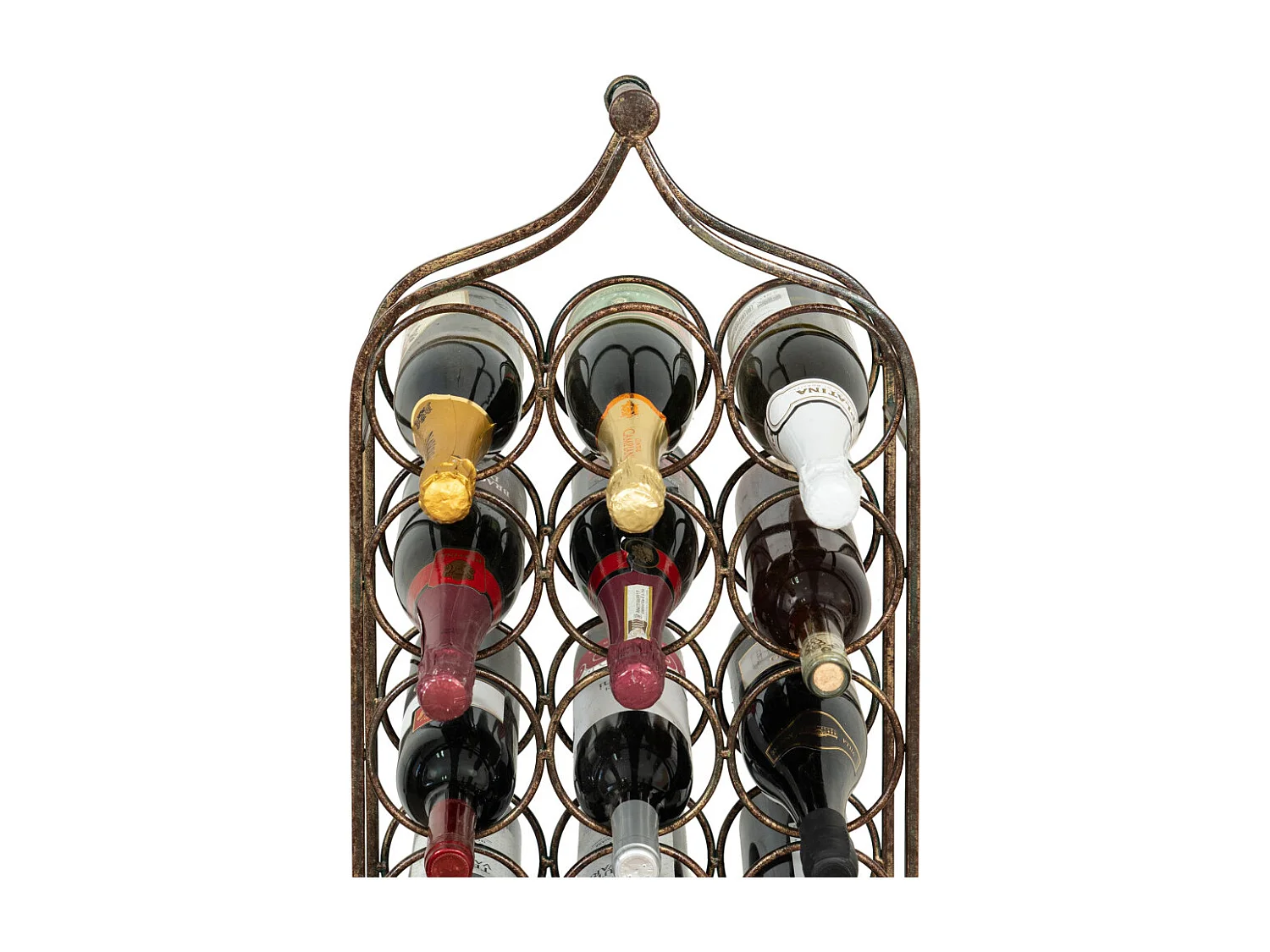 Porte-bouteille Vinique en fer forgé finition noir antique - 24 bouteilles - 36x16x106 cm