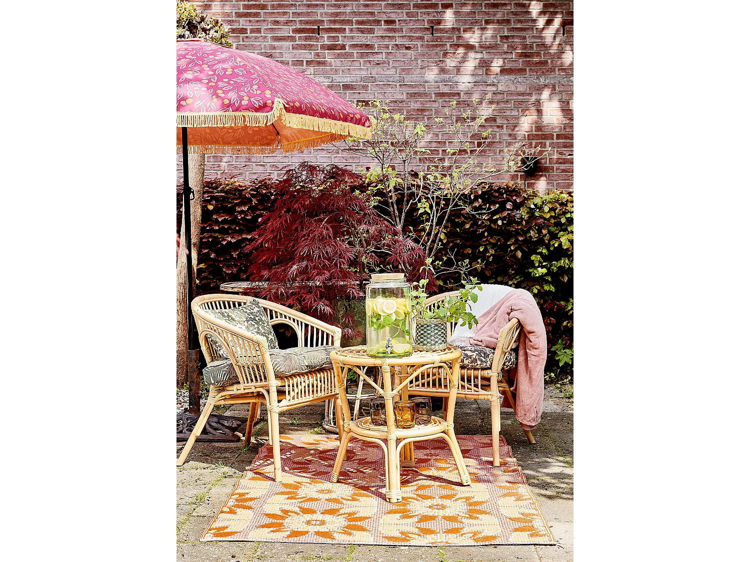 Sonnenschirm aus Polyester - 238 x Ø220 - Rosa -