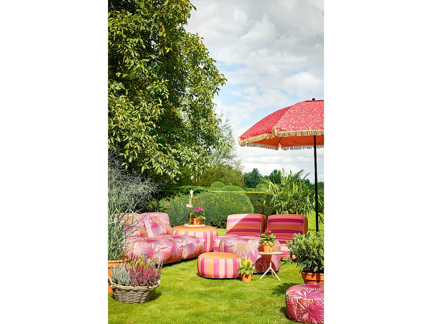 Sonnenschirm aus Polyester - 238 x Ø220 - Rosa -