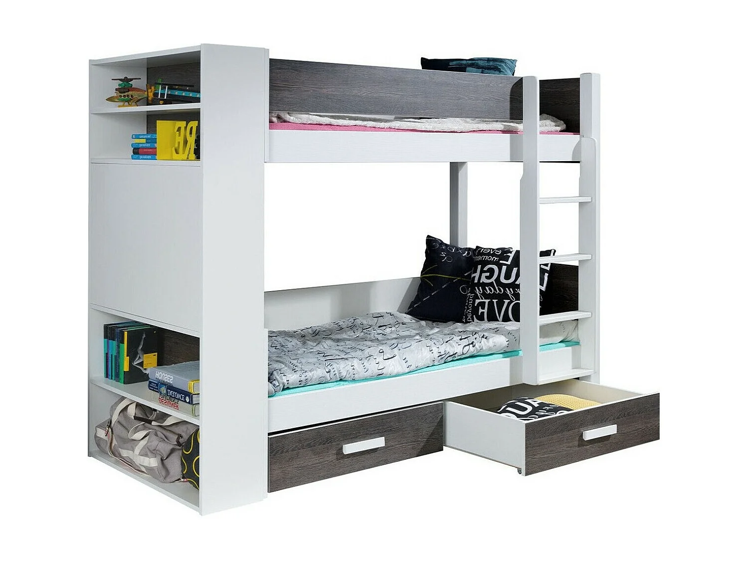 Beliche Henderson 142, De dois andares, Cinzento, Estrados de cama