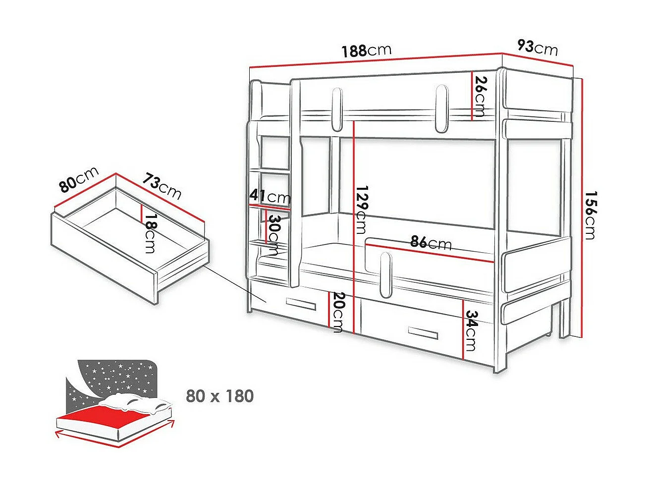 Beliche Henderson 143, De dois andares, Castanho claro, 9x19x16cm