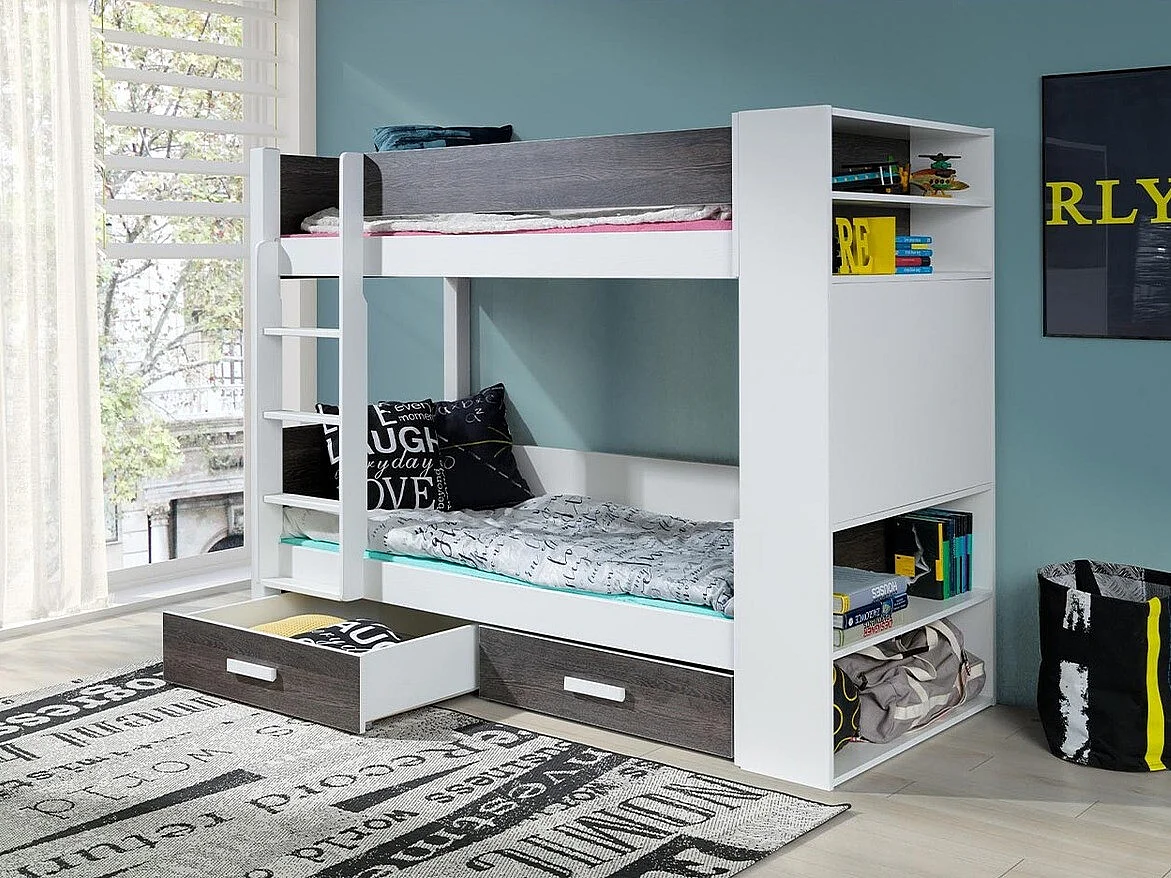 Beliche Henderson 142, De dois andares, Cinzento, Estrados de cama