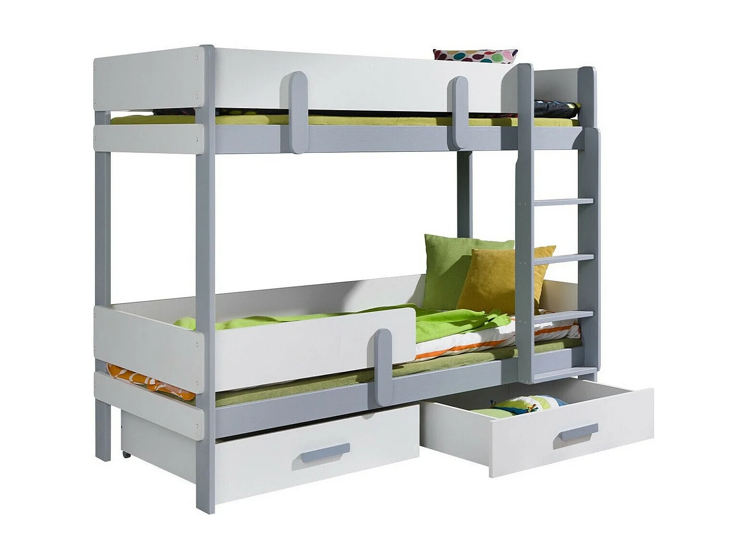 Lit superposé Henderson 143, Superposés, Gris, 80x180, Bois|Stratifié, Sommier à lattes,