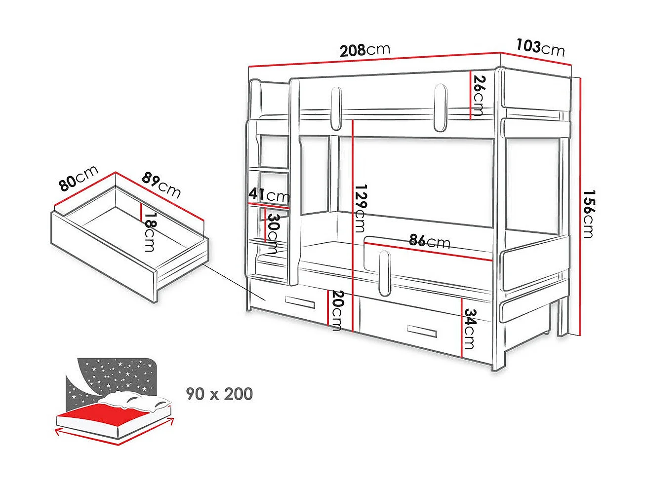 Beliche Henderson 144, De dois andares, Castanho claro, 10x21x16cm