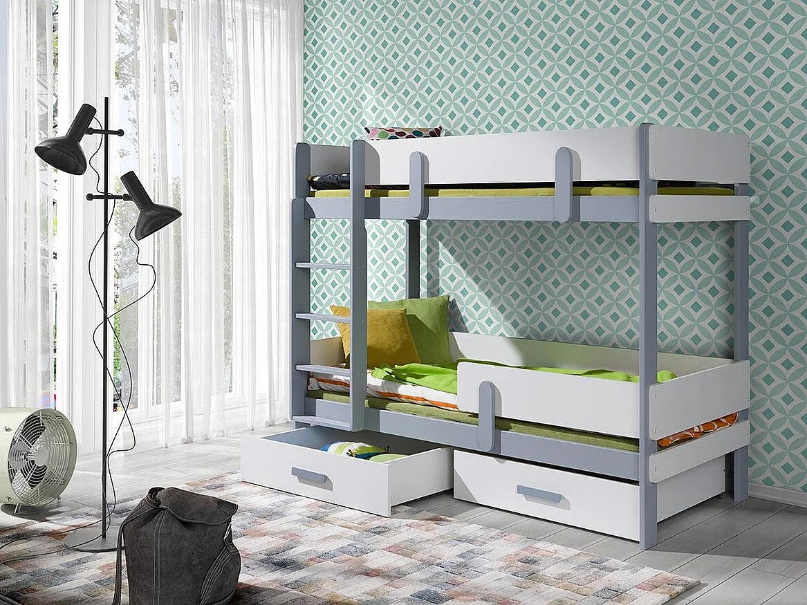 Lit superposé Henderson 144, Superposés, Gris, 90x200, Bois|Stratifié, Disponible, 103cm