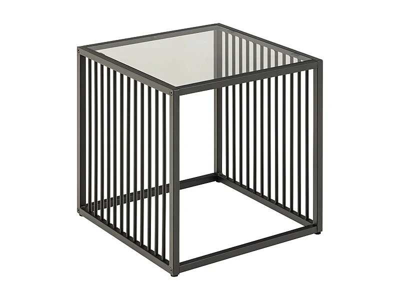 Tavolino da caffè Strington, tavolo angolare 40x40x40cm, vetro, grigio.