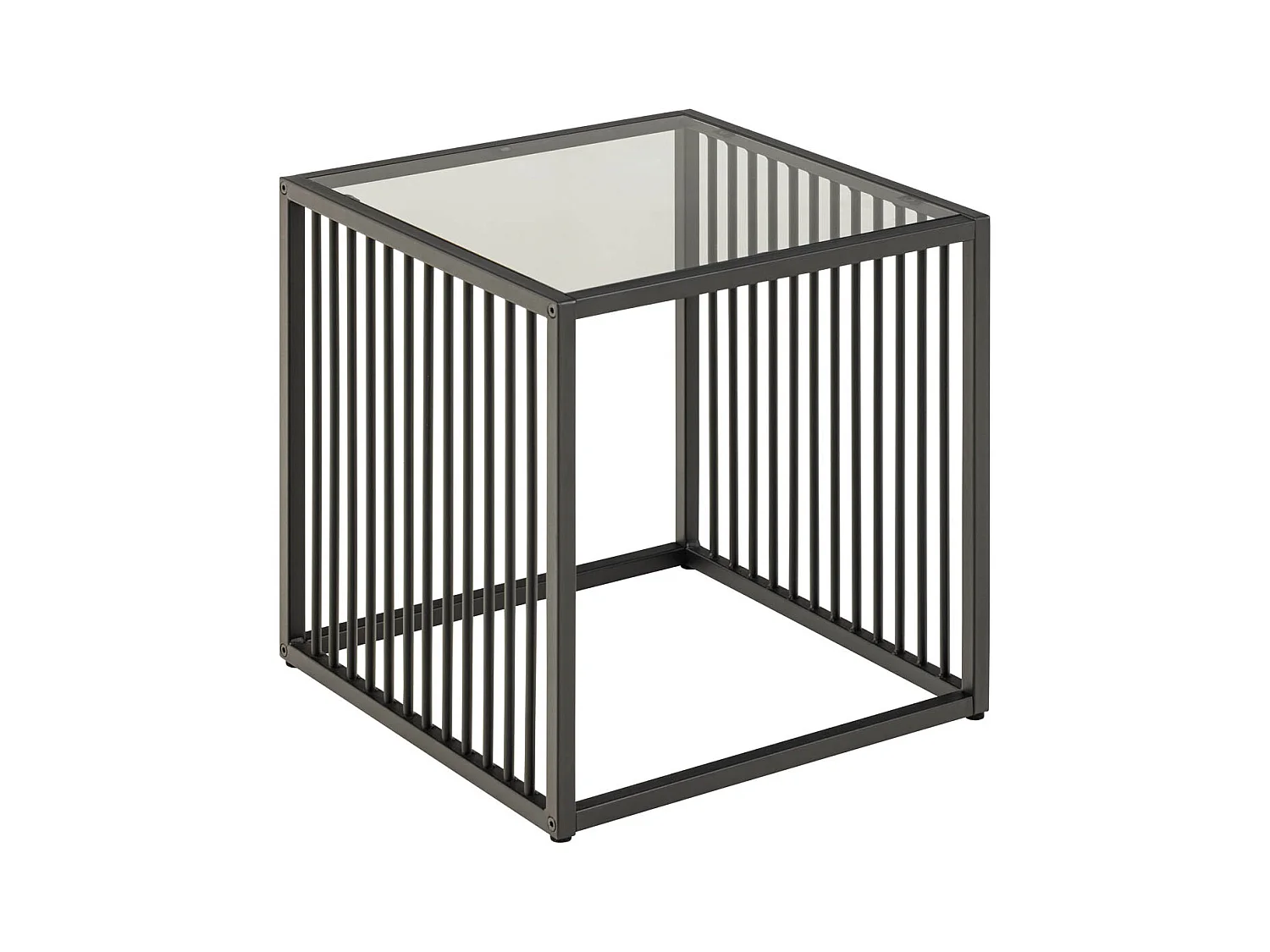 Tavolino da caffè Strington, tavolo angolare 40x40x40cm, vetro, grigio.