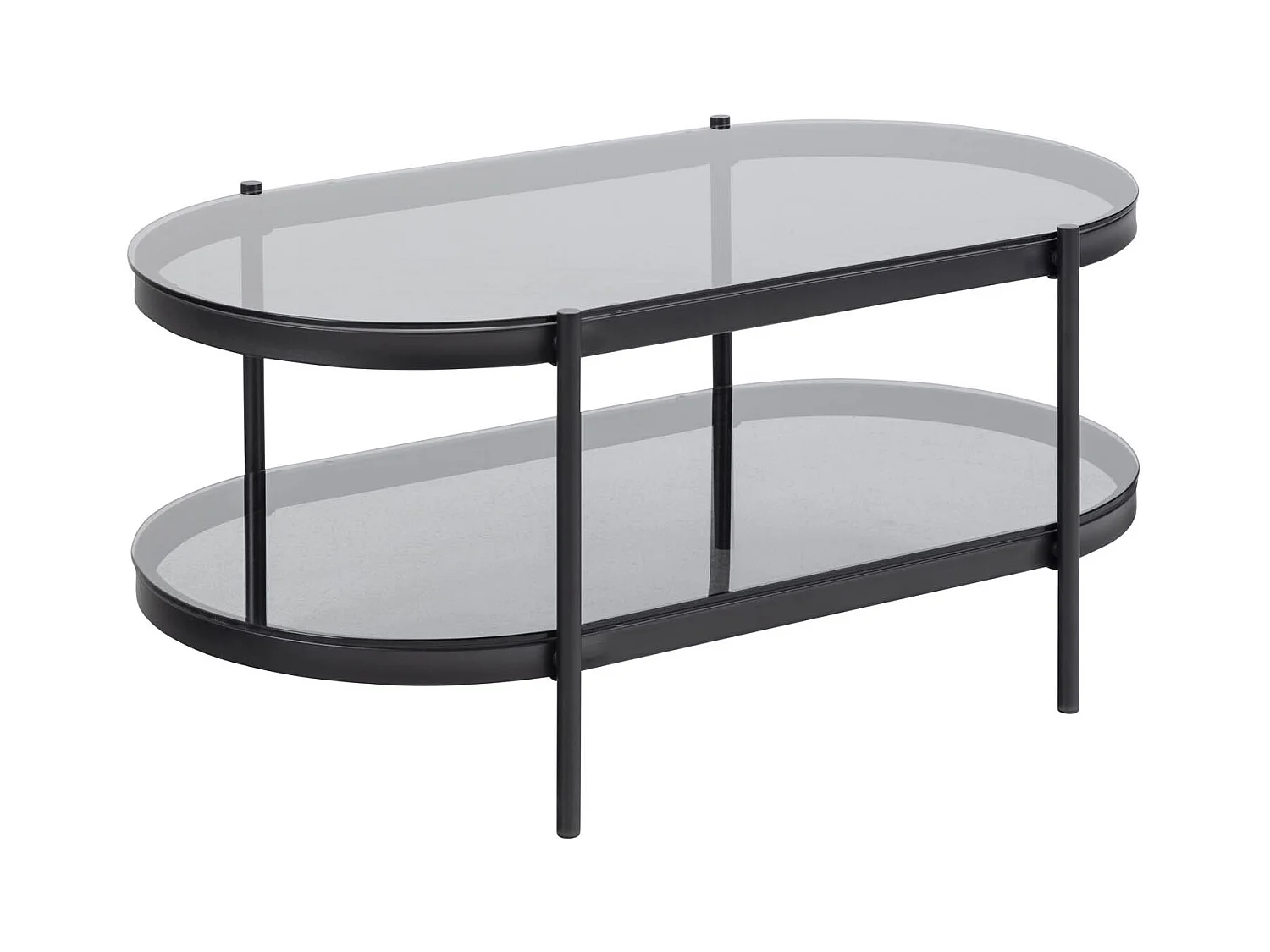 Bayonne table basse 1 tablette, verre enfumé.
