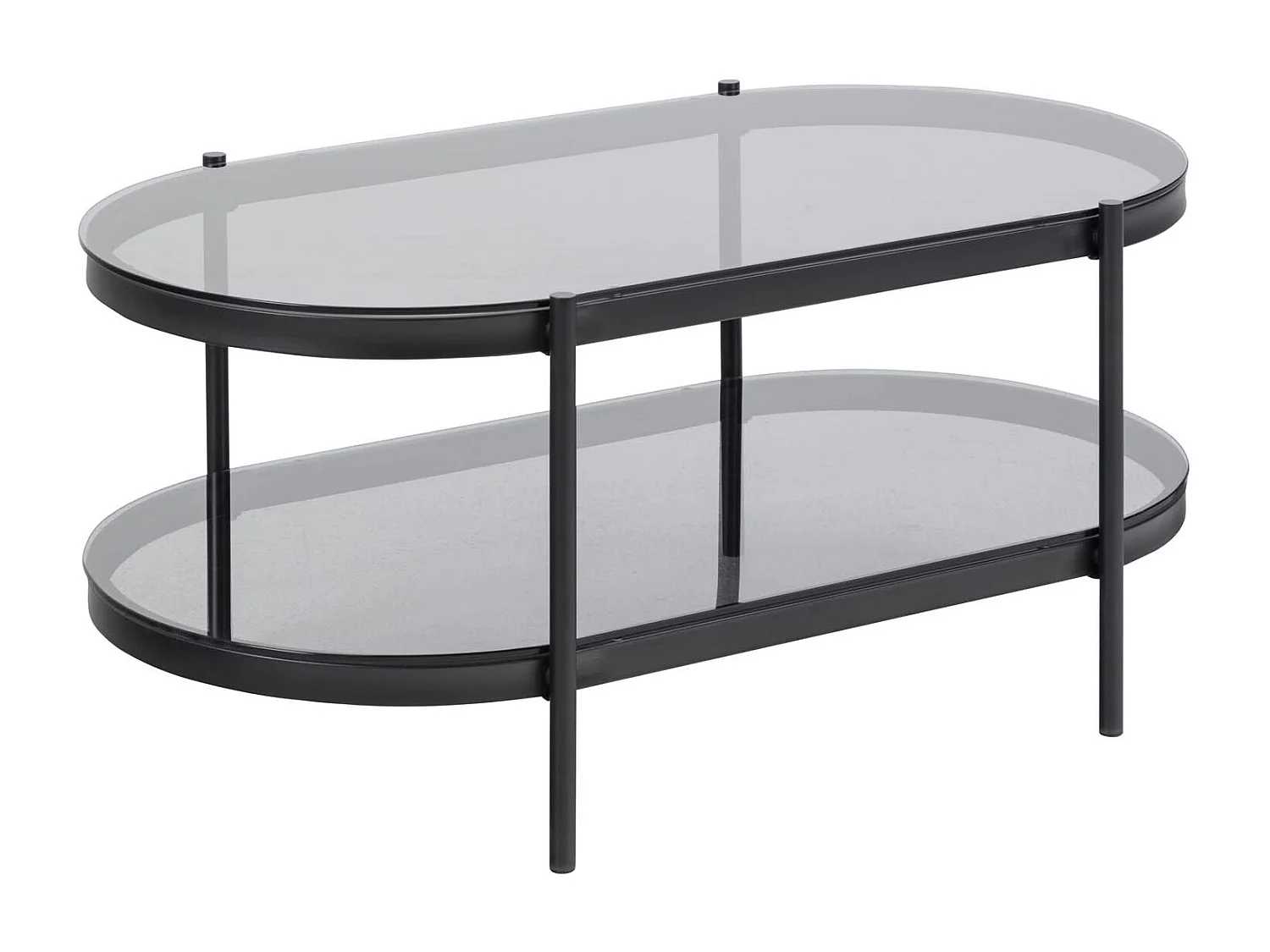 Bayonne table basse 1 tablette, verre enfumé.