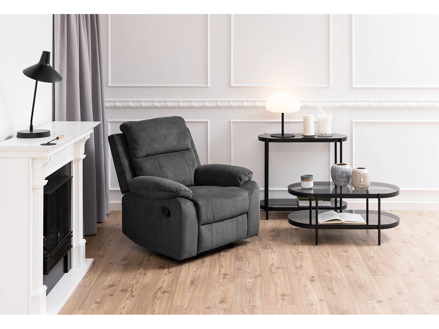 Bayonne table basse 1 tablette, verre enfumé.