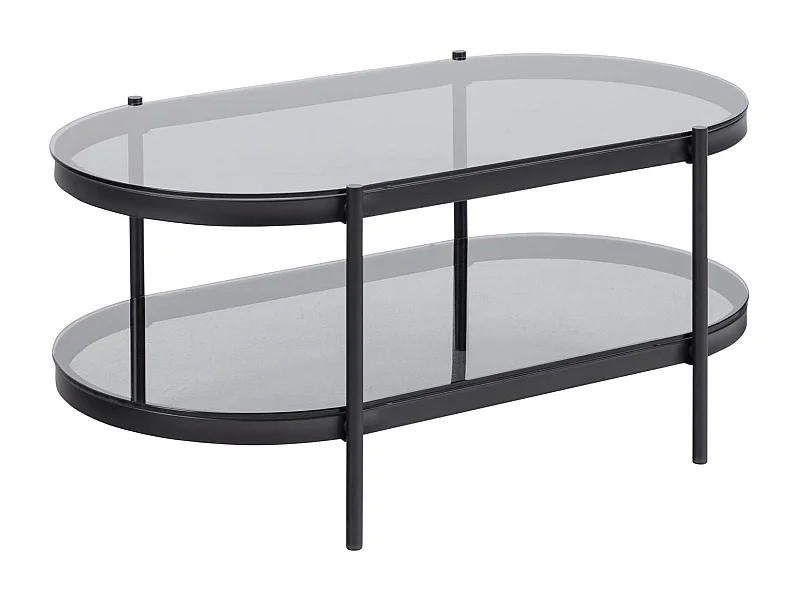 Bayonne table basse 1 tablette, verre enfumé.