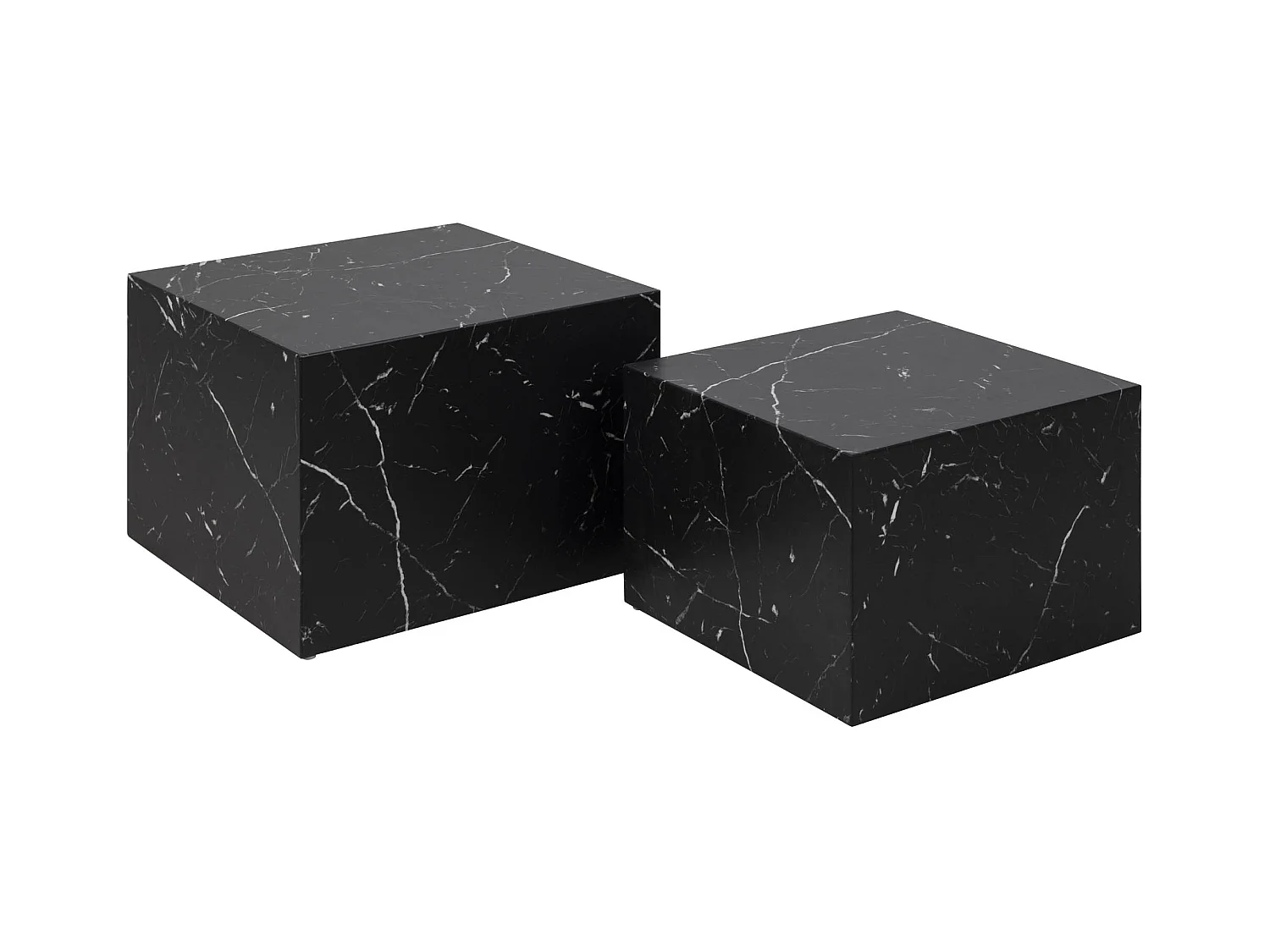 Dicte salontafel set 2 stk. marmer decor zwart.