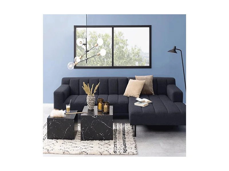 Dicte salontafel set 2 stk. marmer decor zwart.