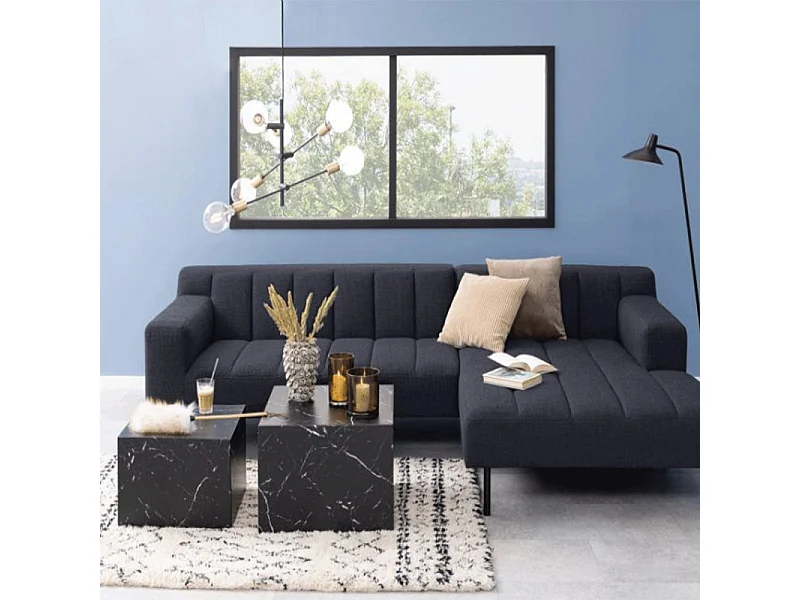 Dice table basse lot 2 stk. marbre décor noir.