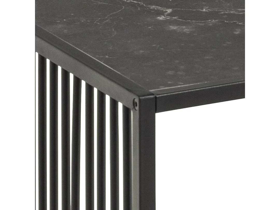 Strington Couchtisch 120x60 cm Glas, rauchfarbenen, schwarz Marmor dekor.