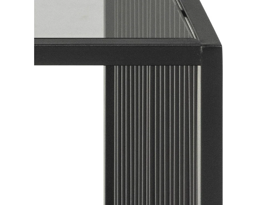 Strington Couchtisch 120x60 cm Glas, rauchfarbenen, schwarz Marmor dekor.