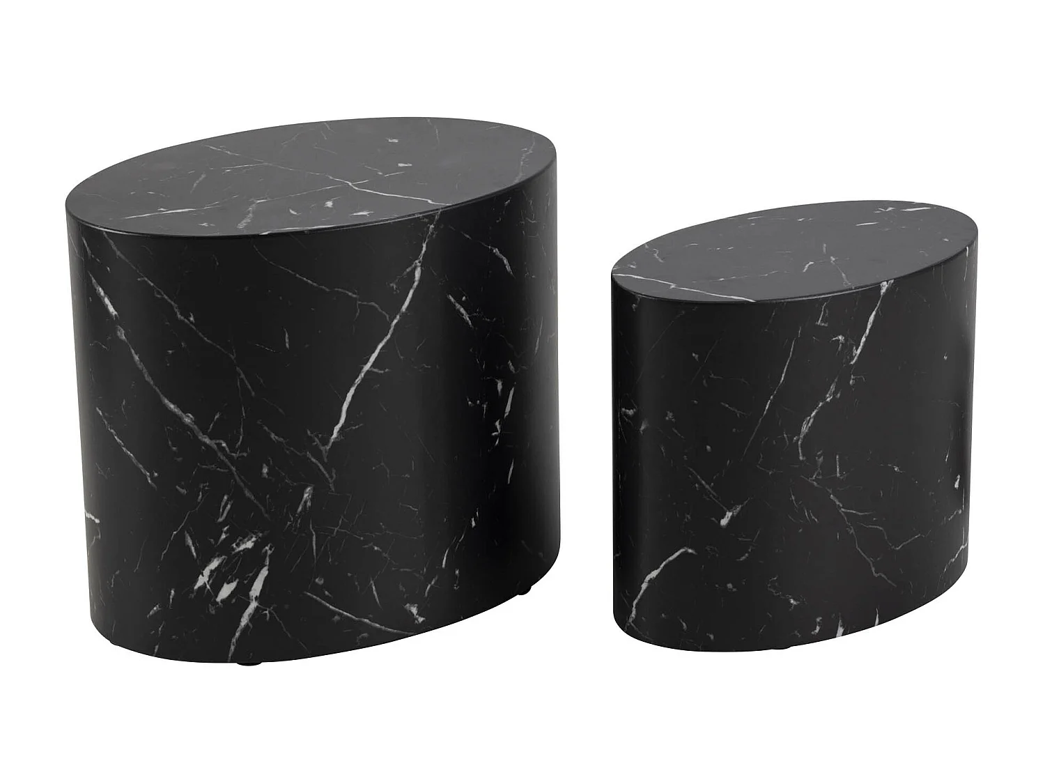 Mille salontafel set 2 stk. marmer decor zwart.
