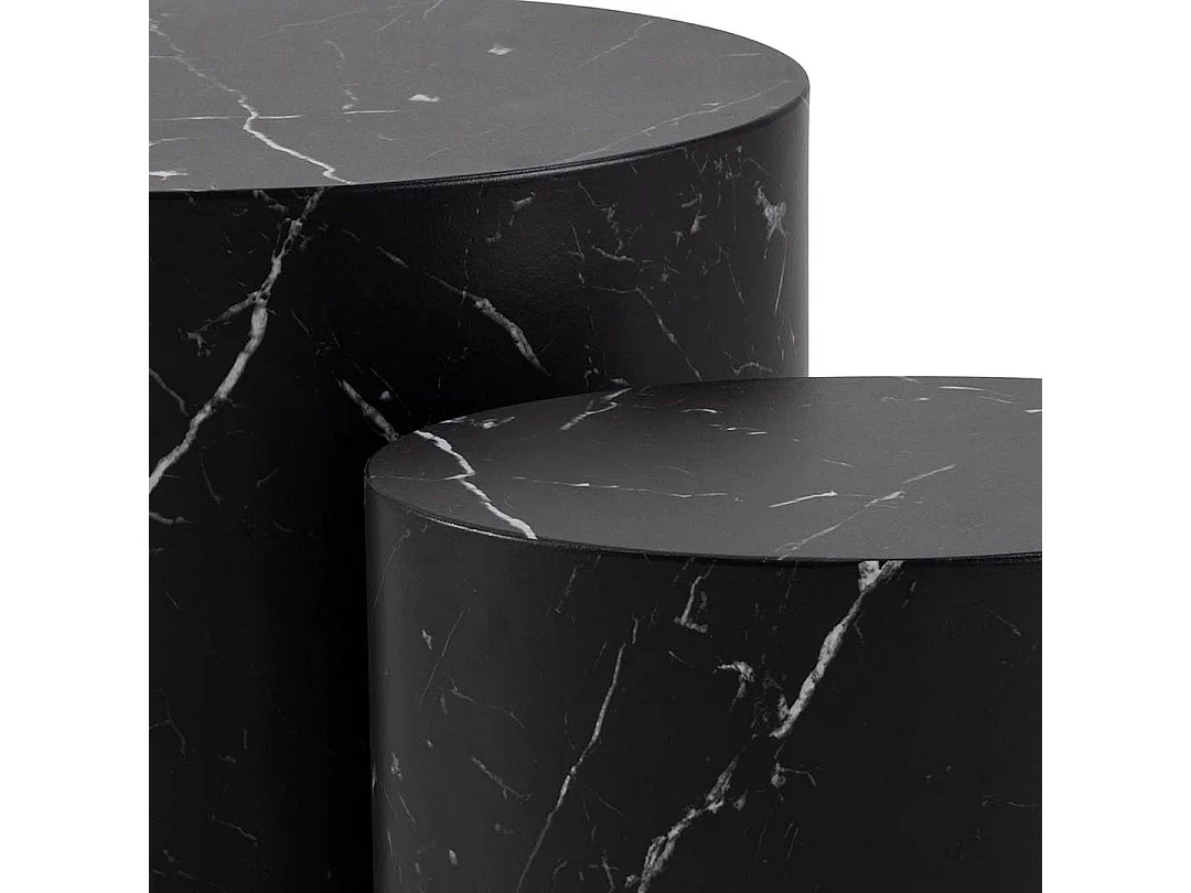 Mille salontafel set 2 stk. marmer decor zwart.