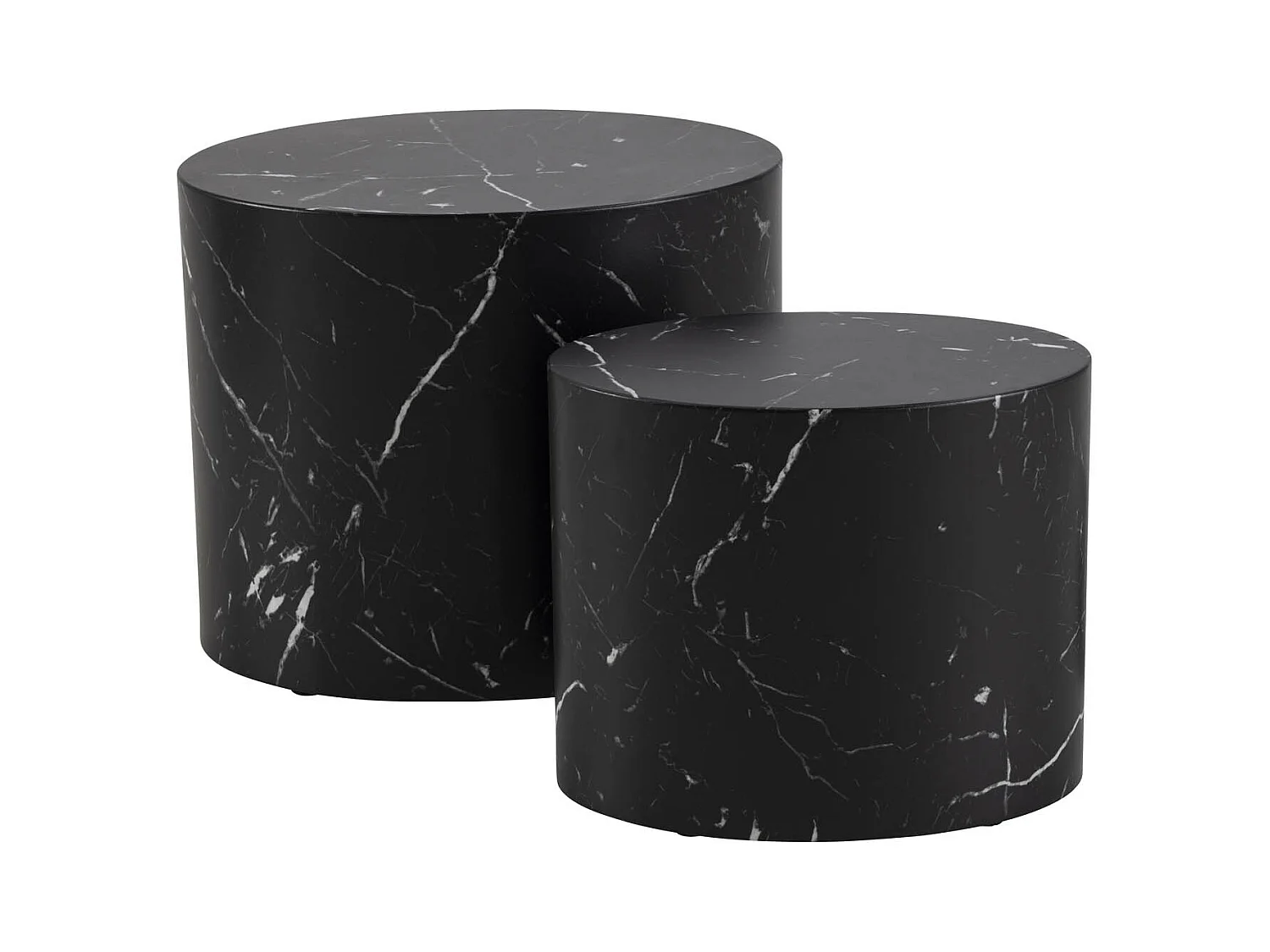 Mille salontafel set 2 stk. marmer decor zwart.