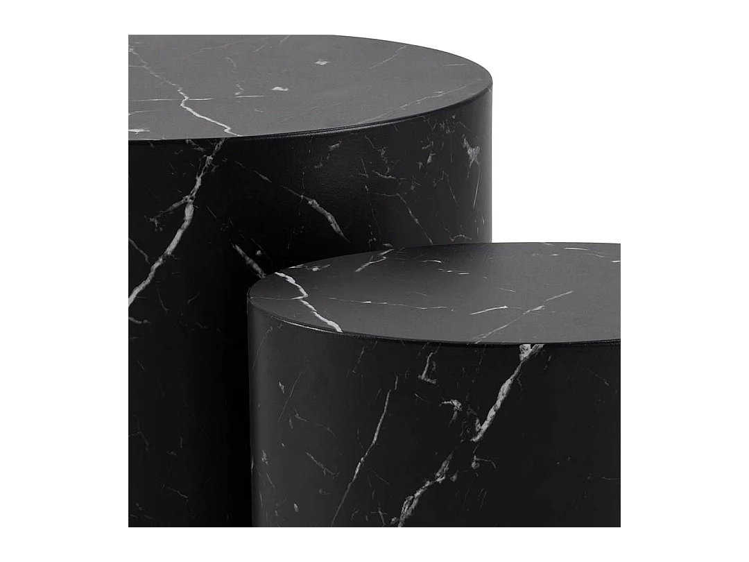 Mille salontafel set 2 stk. marmer decor zwart.