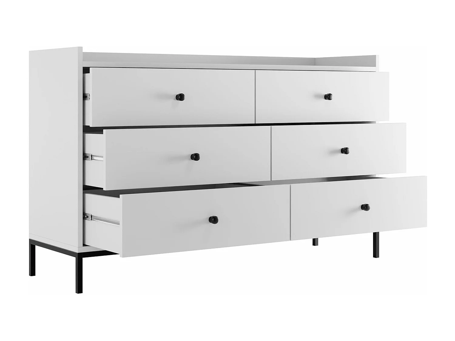 Commode Comfivo Etmore 101, Noir, Avec tiroirs, 80x130x40cm