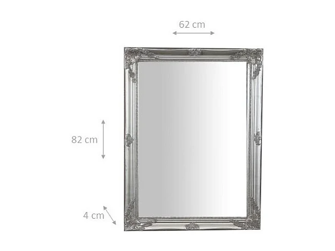 Miroir avec cadre argenté - Bois - 62x82 cm