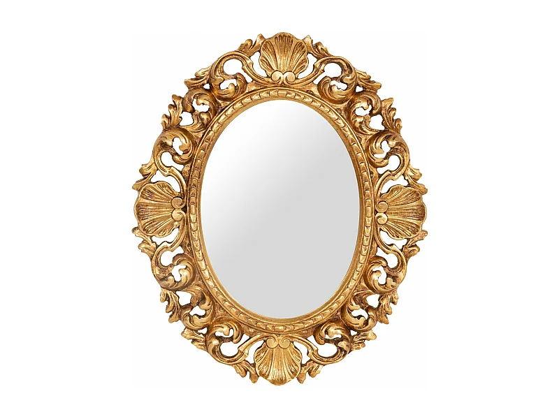 BISCOTTINI Specchio da Parete in Legno - Specchio Decorativo con Finitura Oro Anticata - Specchio per Bagno e Soggiorno - 50x4x60