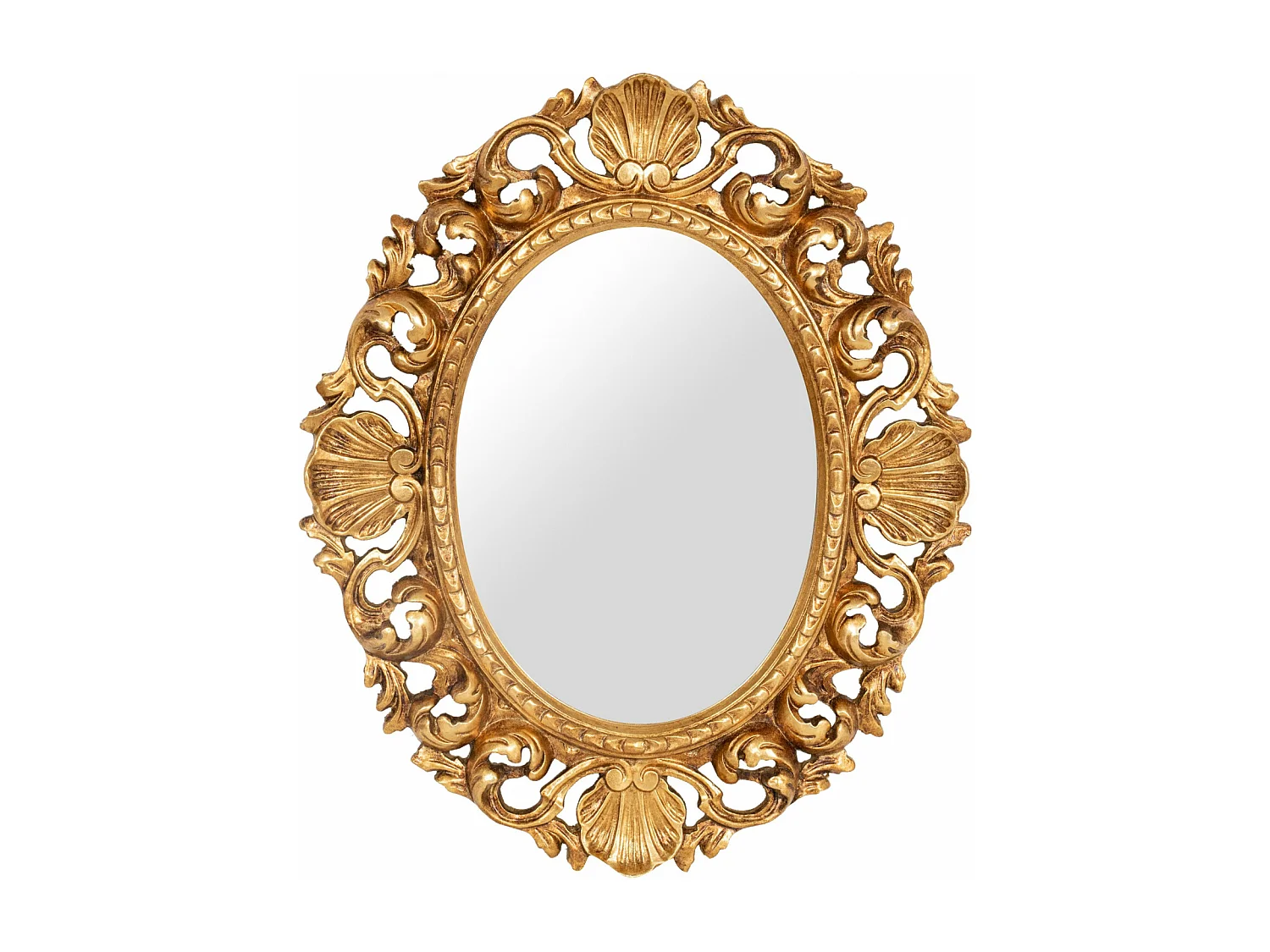 BISCOTTINI Miroir Mural en Bois - Miroir Décoratif Finition Or Antique - Miroir pour Salle de Bain et Salon - 50x4x60