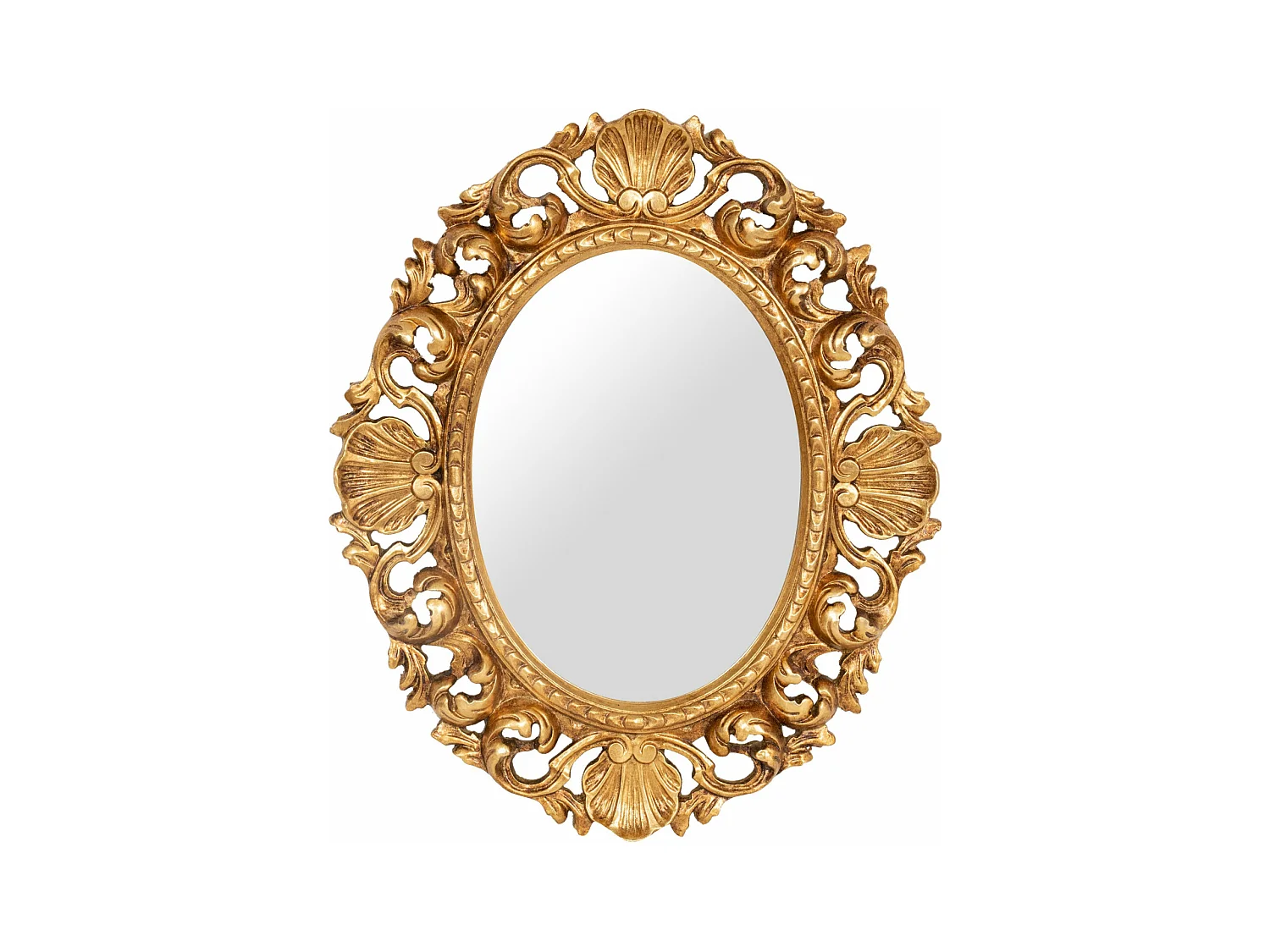 BISCOTTINI Miroir Mural en Bois - Miroir Décoratif Finition Or Antique - Miroir pour Salle de Bain et Salon - 50x4x60