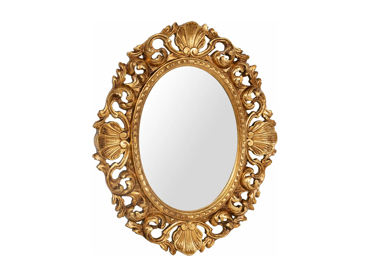 BISCOTTINI Miroir Mural en Bois - Miroir Décoratif Finition Or Antique - Miroir pour Salle de Bain et Salon - 50x4x60