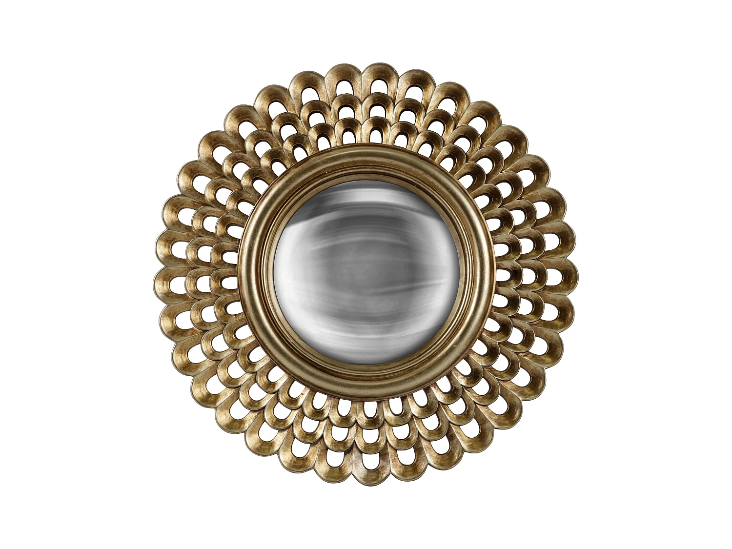 Miroir rond convexe doré 28,8cm