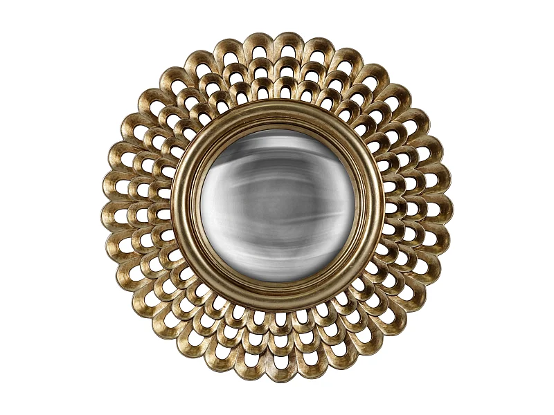Miroir rond convexe doré 28,8cm