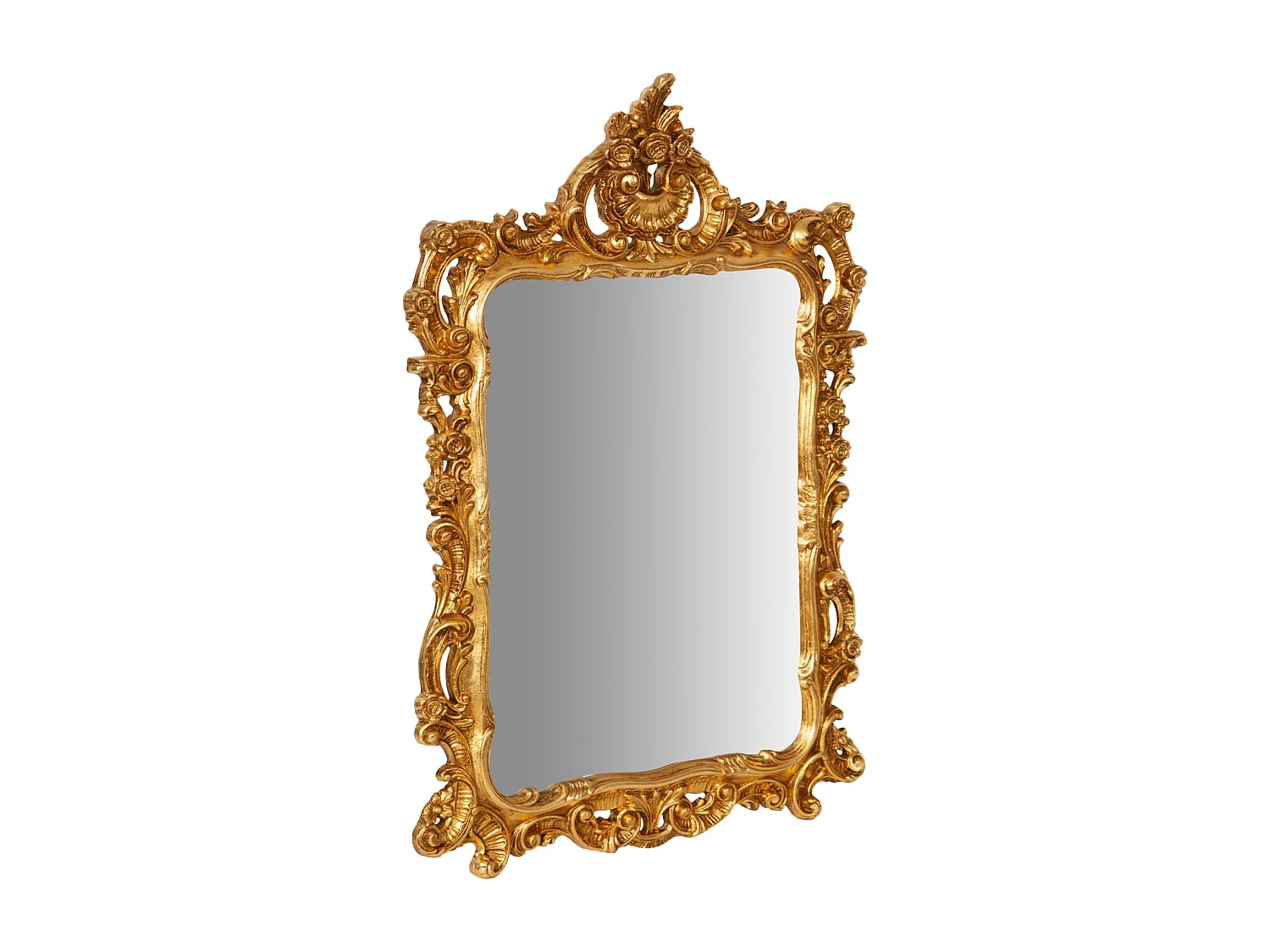 Miroir mural vintage - Finition feuille d'or - Bois - 70x106 cm