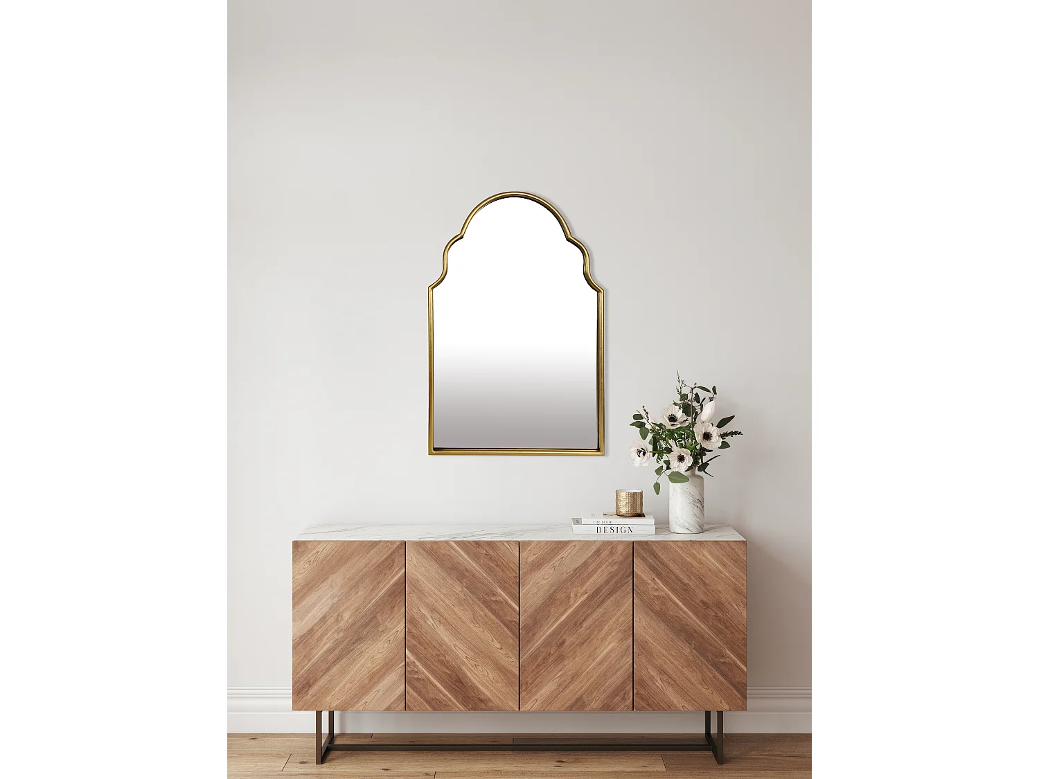 Miroir arabesque en métal doré 90x60cm