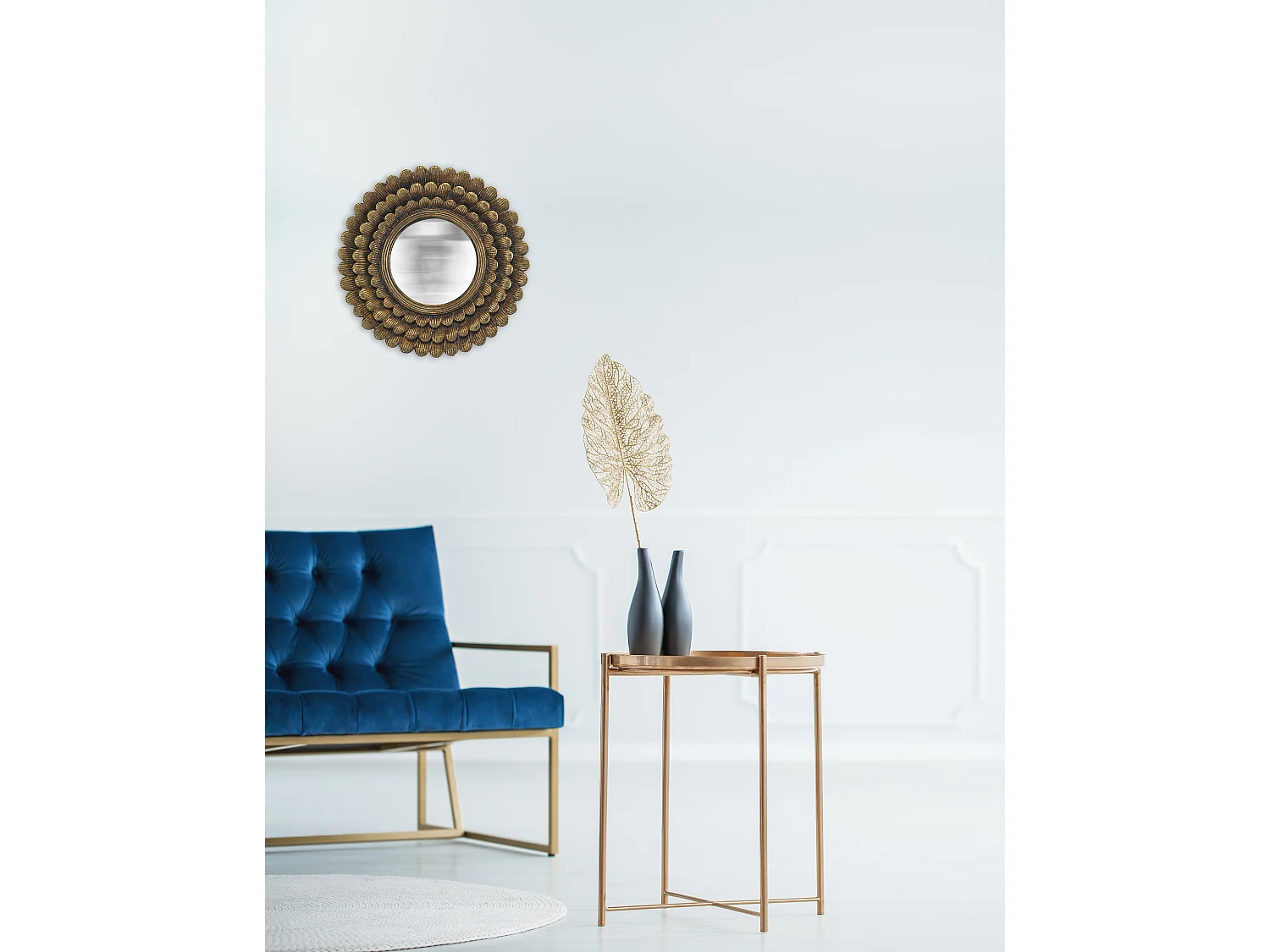 Miroir soleil convexe doré 28cm