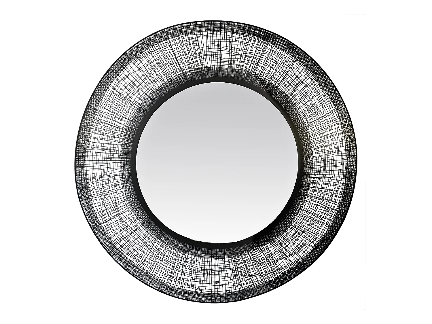 Miroir rond contour filaire noir 90cm