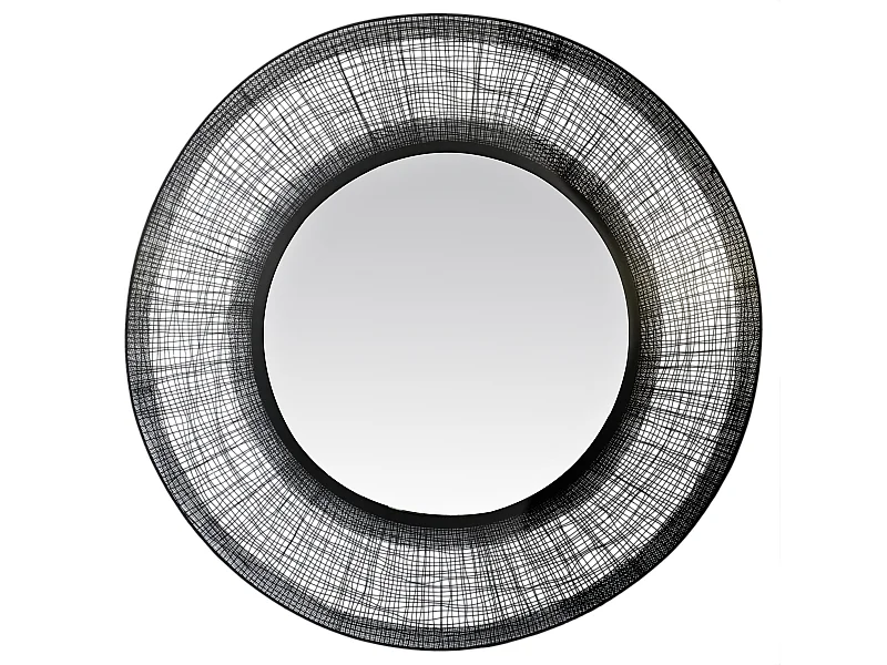 Miroir rond contour filaire noir 90cm