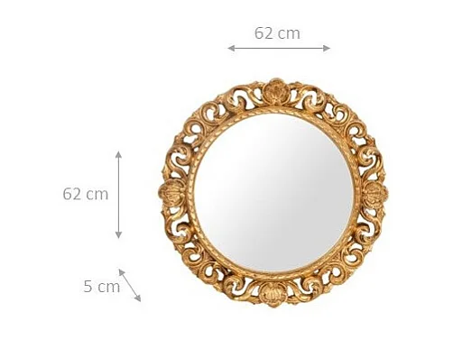 Miroir Baroque rond - Bois - 62x62 cm
