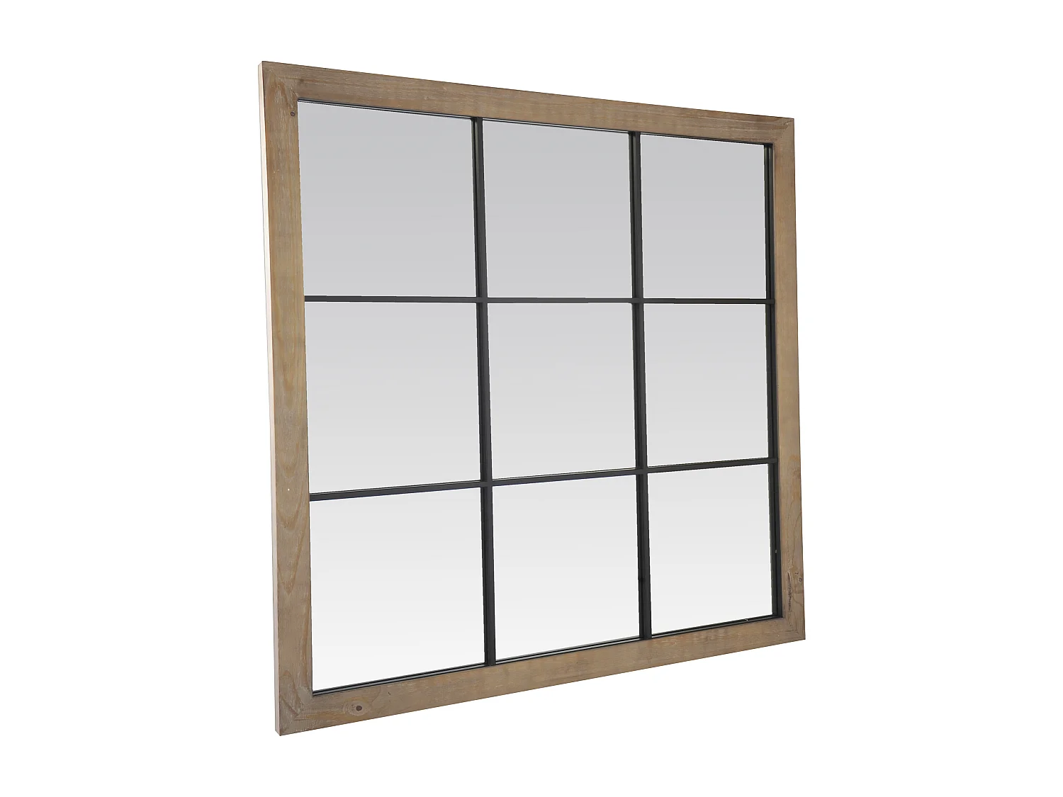 Miroir industriel carré effet fenêtre 9 vues 100x100cm