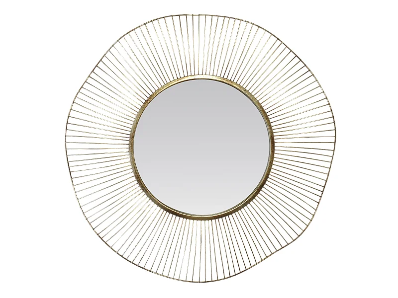 Miroir design rond en métal doré 75cm