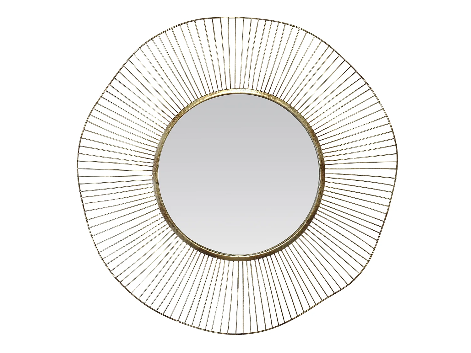 Miroir design rond en métal doré 75cm