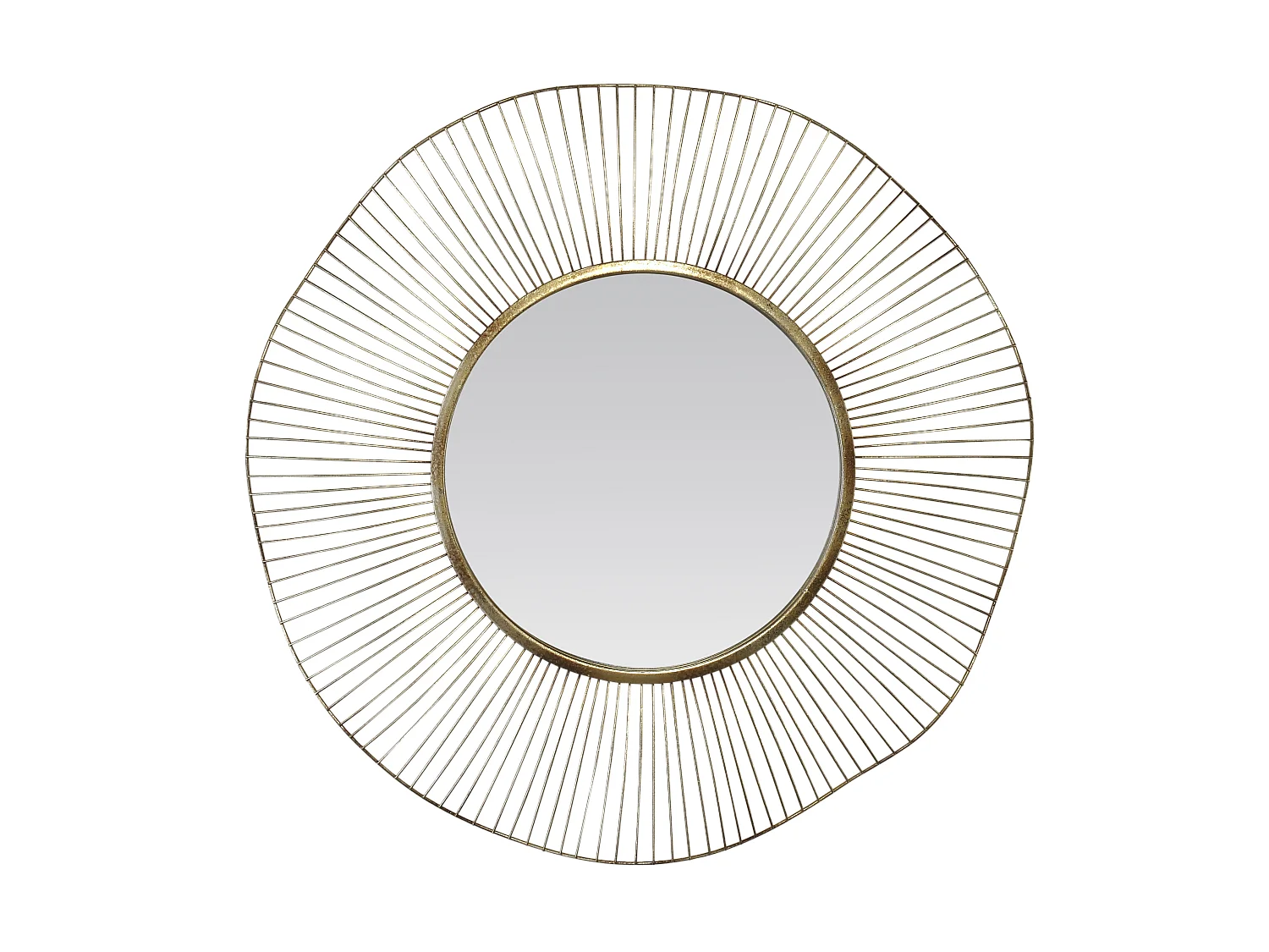 Miroir design rond en métal doré 75cm