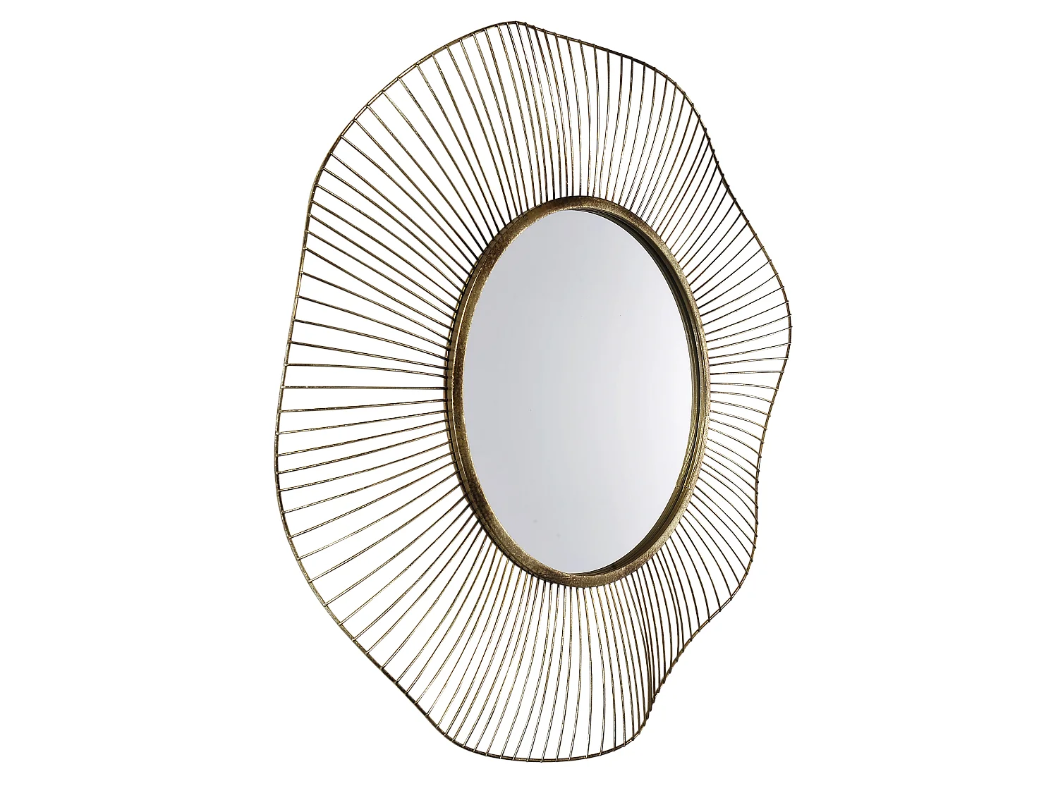 Miroir design rond en métal doré 75cm