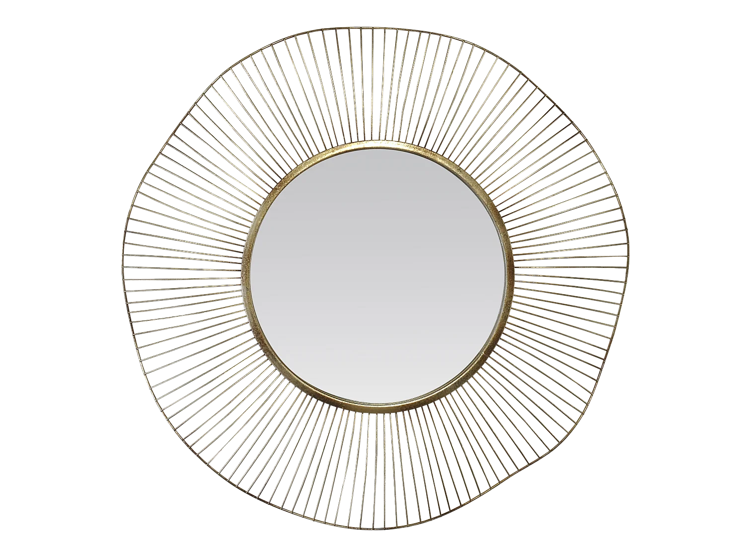 Miroir design rond en métal doré 75cm