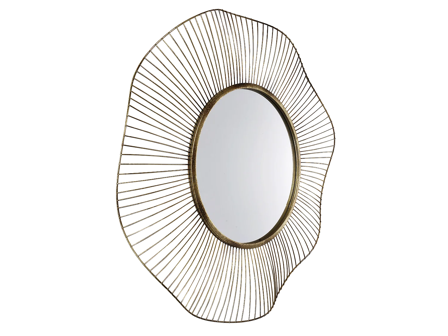 Miroir design rond en métal doré 75cm