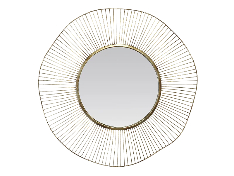 Miroir design rond en métal doré 75cm