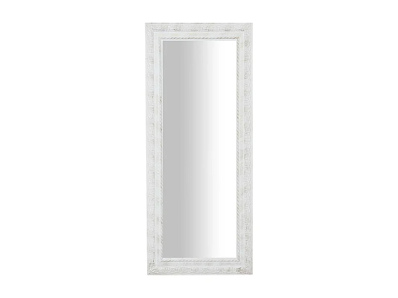Miroir mural rectangulaire en bois, finition blanc antique - 35x4x82 cm